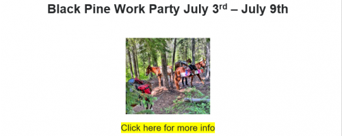 Black Pine Work Party July 3rd - 9th, 2022